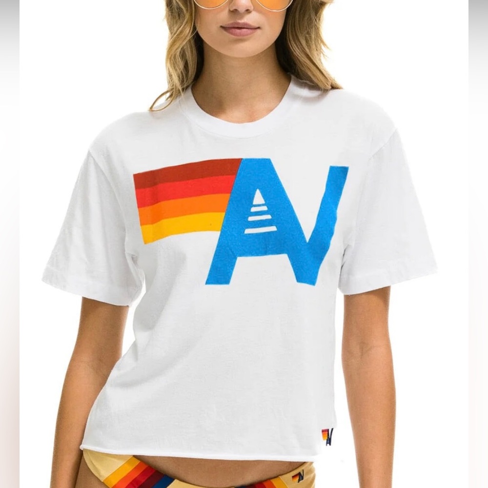 Aviator Nation Boyfriend Tee - White Size Small